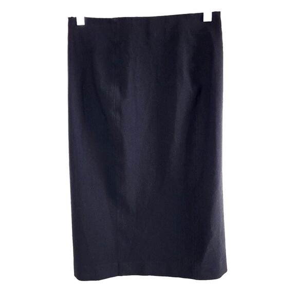 Vince XS Black Pencil Skirt Cotton Blend Stretch Pull On Front Vent Office Party - Picture 5 of 8